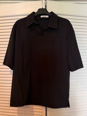 PAPERMOON Black Shoulder Padded Polo Size L